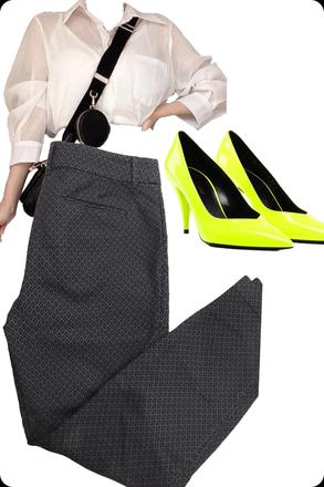 Šedočierna vzorované a elegantne nohavice 36, matalan,36