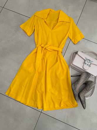 Žlté košeľové šaty, s