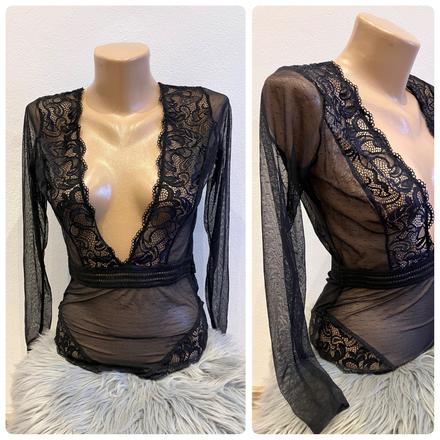 Dámske priesvitné čierne body f&f (s), f&f,s