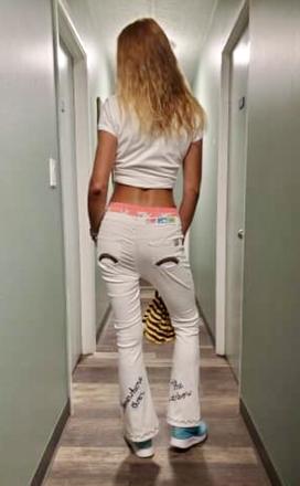 Rifľové nohavice made in hawaii biele zvonové, m