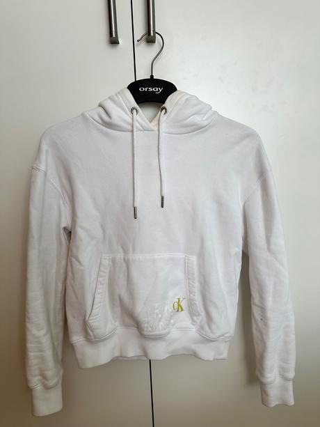 Calvin klein biela mikina kapucnou xs, calvin klein,xs