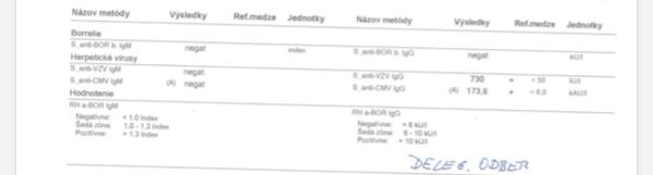 Odber na boreliózu - výsledky