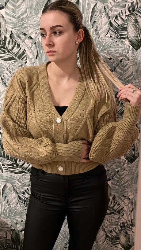 Dámsky vzorovaný sveter s balónovými rukávmi, l / m / s / xl