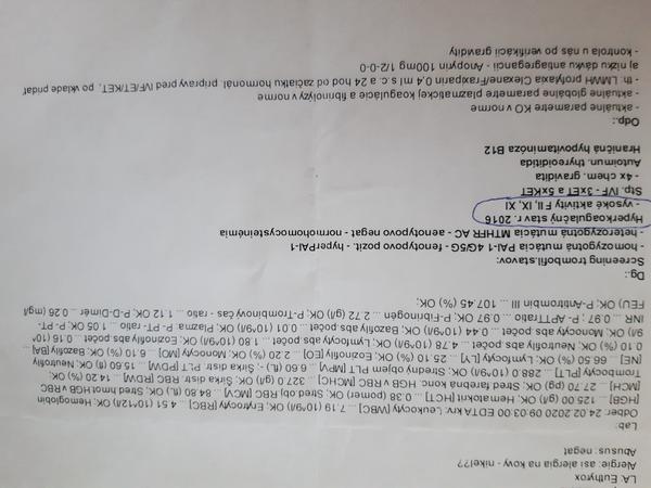 Aké sú moje výsledky z hematológie?