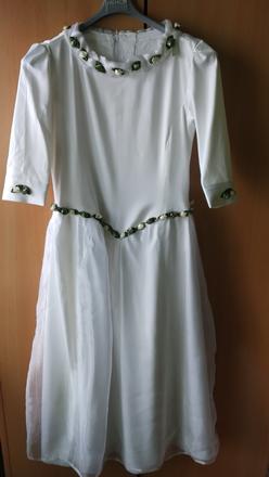 Šaty na prijímanie /svadbu + taštička a ozdoba, 140