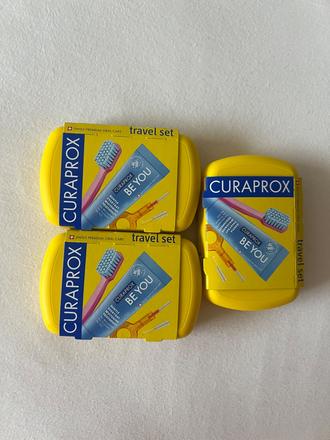 3x cestovný set curaprox žltý,
