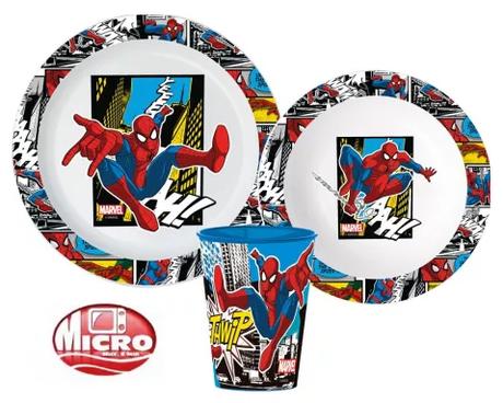 Jedálenský set - plast spiderman skok - skladom,