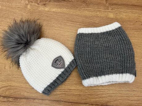 Biely teplý set čiapka + nákrčník, 98