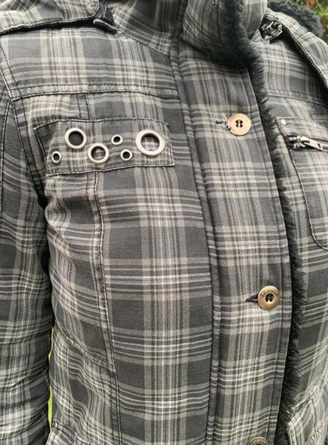 Čierna zimná látková bunda, fishbone,xs