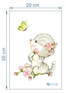 Nálepka na wc mačička a kvety (nl18),