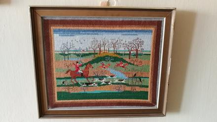 Vyšívaný obraz poľovačka, 