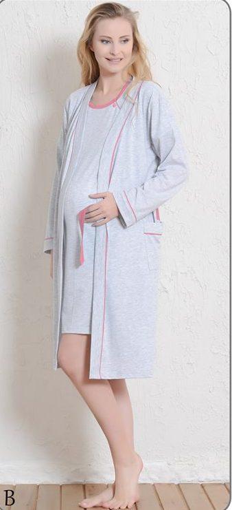 Materský komplet župan s nočnou košeľou na kojenie, vienetta secret,l - xxxl