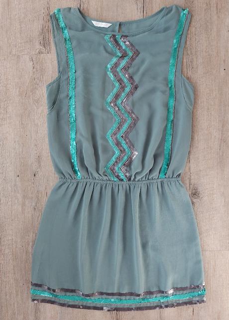 Modrozelené šaty s flitrami promod, promod,38