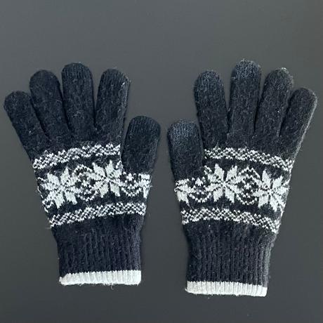 Tmavomodré/čierne rukavice s nórskym vzorom, xs