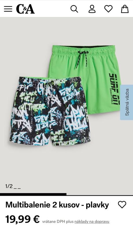 2ks plavky 122 v top stave, c&a,122