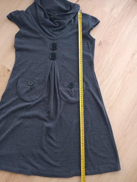 Šedé šaty s vreckami, m