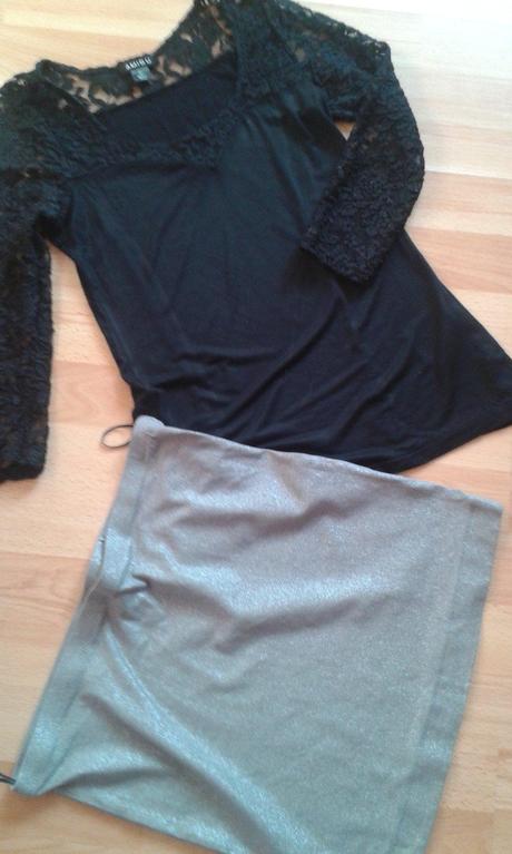 Čipkovaný top, tričko, trblietavá sukňa, amisu,xs