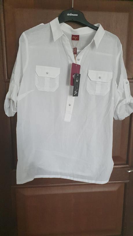 Biela košeľa s 3/4 rukávmi, 44 / l / xl