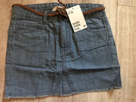 Suknička riflova s opaskom 6-7 rokov, h&m,122