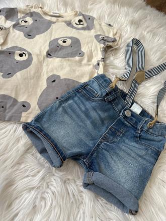 Riflove šortky na traky, h&m,80