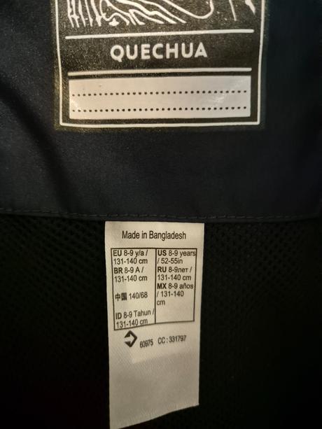 Turisticka vodeodolna bunda vel. 131-140, quechua,134