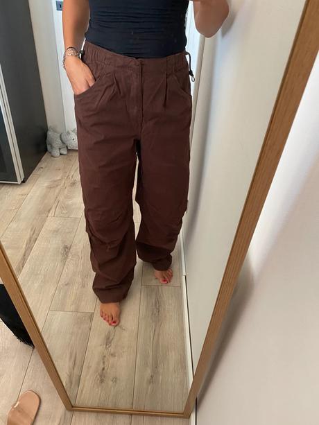 Hnedé šikoré nohavice, bershka,s