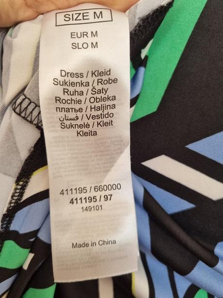 Čierno-zeleno-modro biele elast.šaty orsay 38, orsay,38