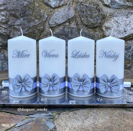 Adventné sviečky (šedé) 4 kusy, 