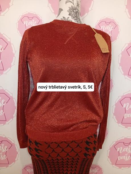 Nový tehlový trblietavý svetrík, s