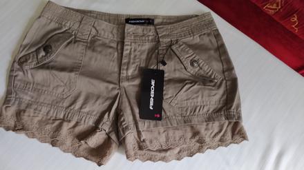 Damske hnede kratasy, fishbone,s
