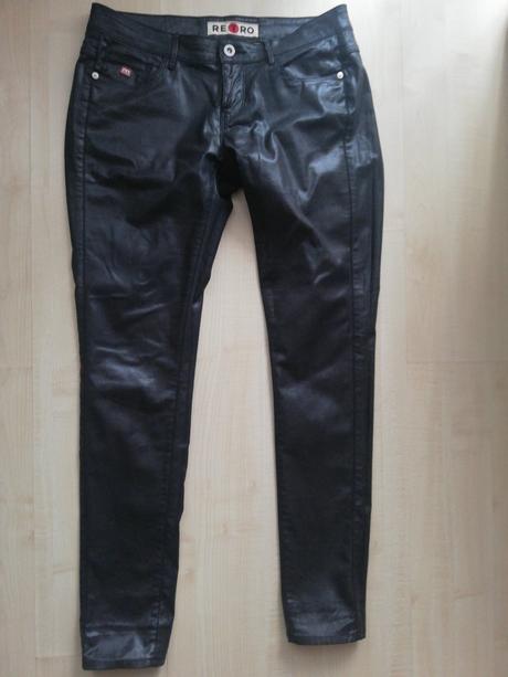 Lesklé rifle tenšie retro jeans (27 a 28), 28
