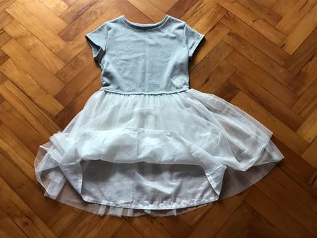 Dievčenské šaty sivé s bielou tylovou sukňou, pepco,164
