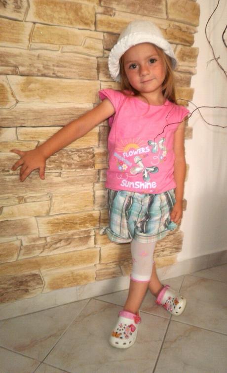 Tyrkysové kraťasky s tričenkom pre 3-5 roč. slečnu, girl2girl,110