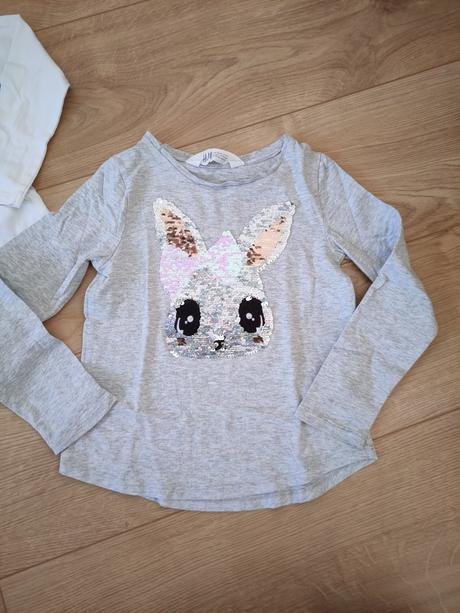 Tričká so zajačikom z flitrov h&m, veľ. 110/116, h&m,116