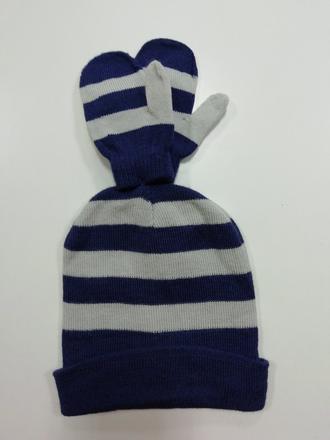 Pásikavá modrá čiapka s rukavicami, 92