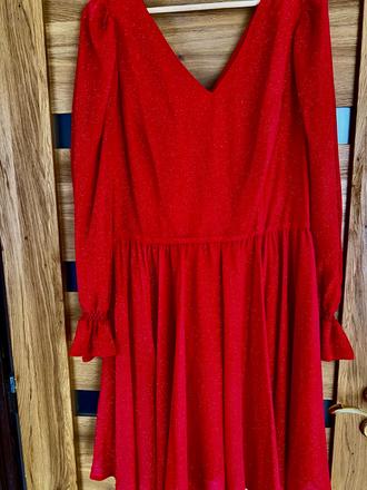 Malinove trblietave saty, xl