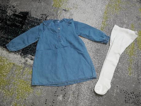 Riflové šaty + pančušky č. 9-12mesiacov, f&f,80