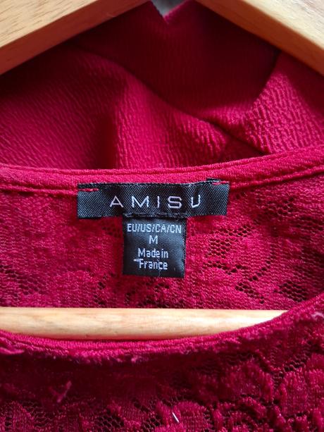 Elegantný top s dlhým rukávom s čipkou, amisu,m