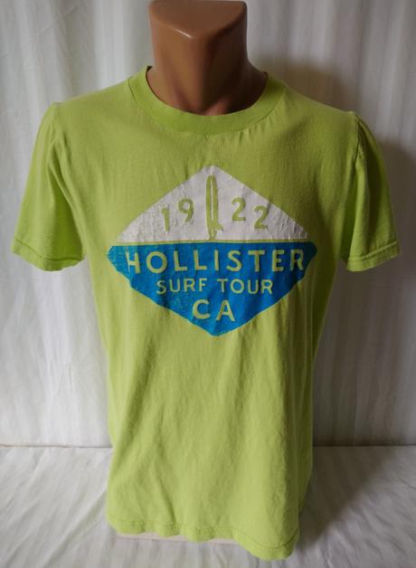 Pánske zelené tričko s potlačou, hollister, hollister,m