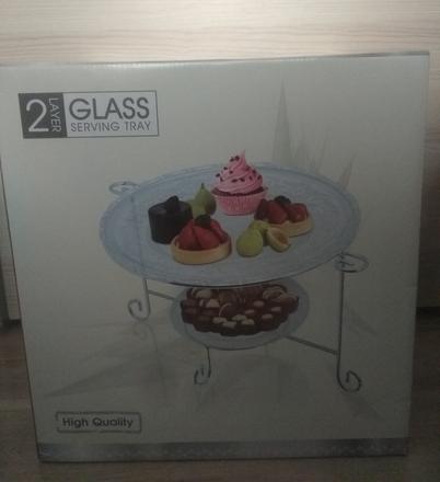 Sklo, serving tray - servírovací podnos na zákusky, 