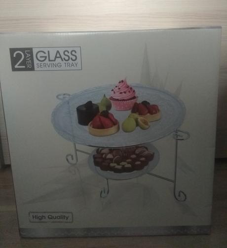 Sklo, serving tray - servírovací podnos na zákusky, 