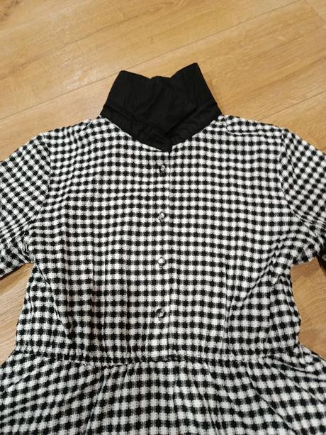 Kárované čierno biele šaty podšité, s-m, top stav, m