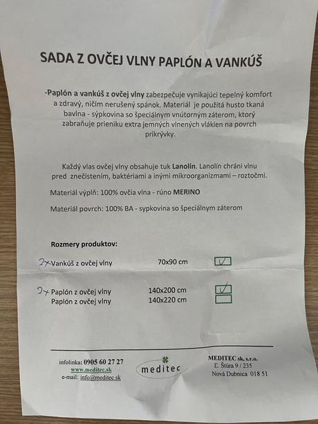 Paplonový (paplon, vankúš) set z ovčieho rúna., šírka (cm): 140,dĺžka (cm): 200