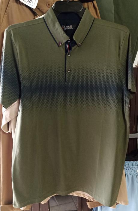 Bavlnené tričko s golierom tmavozelené, 4xl - xxxl