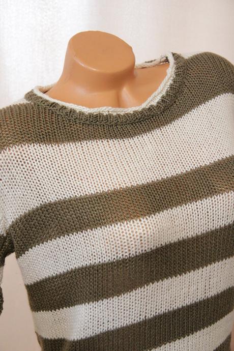 Bielo hnedý pletený top, l, l