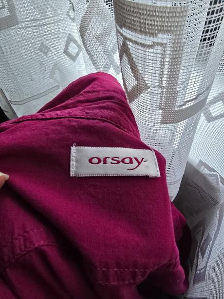 Tmavofuchsiová košeľa s dlhým rukávom, orsay,s