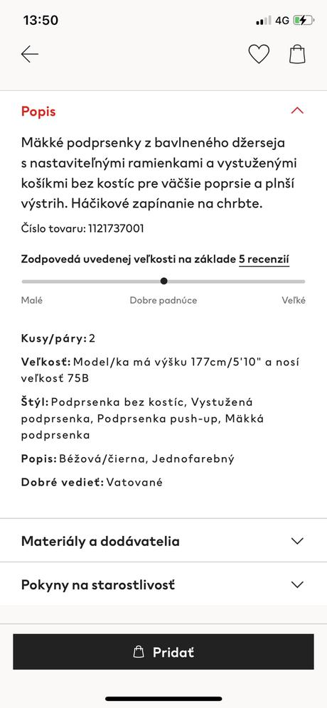 Podprsenka bez kostic, h&m,80a
