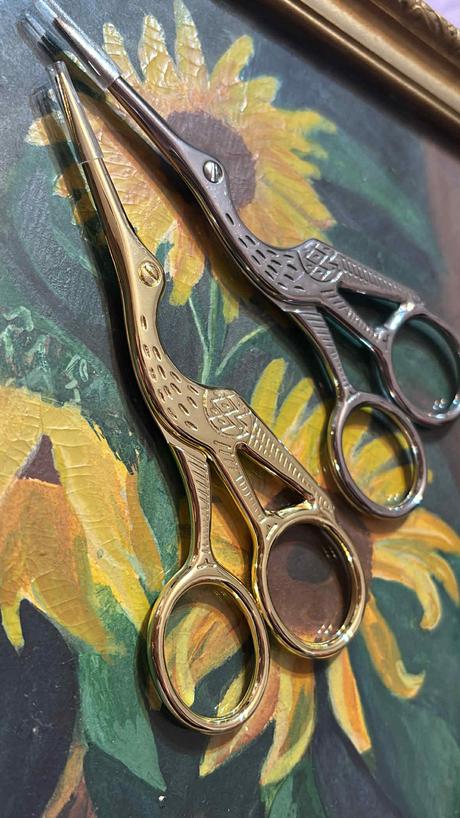 Vintage nožnice jemne zlaté 12 cm, 