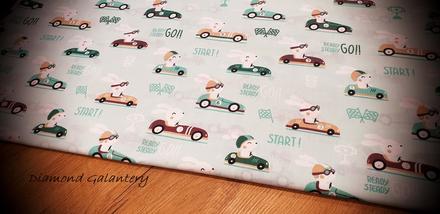 Bavlnená látka - ready steady go - cena za 10 cent, 