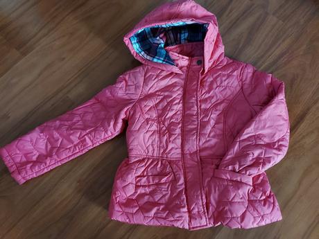 Ružová jesenná/zimná bunda s kapucňou, c&a,128